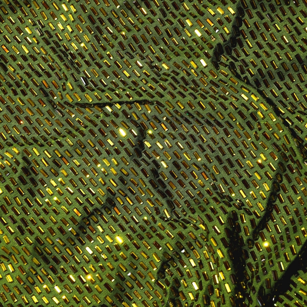 Self-Portrait Olive Rhinestone Mesh Midi Dress - Picture 5 of 7